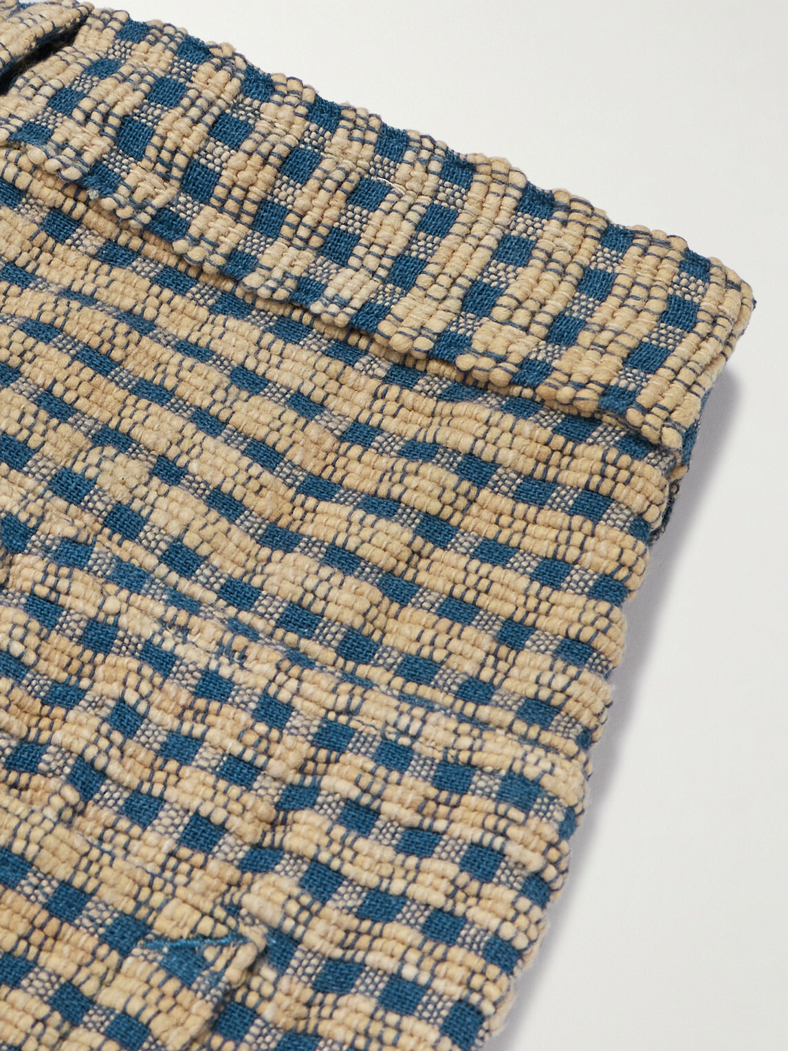 Story mfg. - Lush Barrel-Leg Pleated Checked Organic Cotton Trousers - Brown