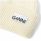 GANNI Women's Rib Knit Beanie in Egret