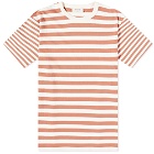 Foret Men's Lob Stripe T-Shirt in Cloud/Brick