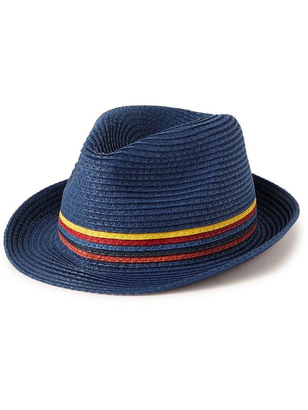 Photo: Paul Smith - Striped Straw Trilby Hat - Blue