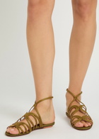 Aquazzura Serenade Raffia Sandals Khaki