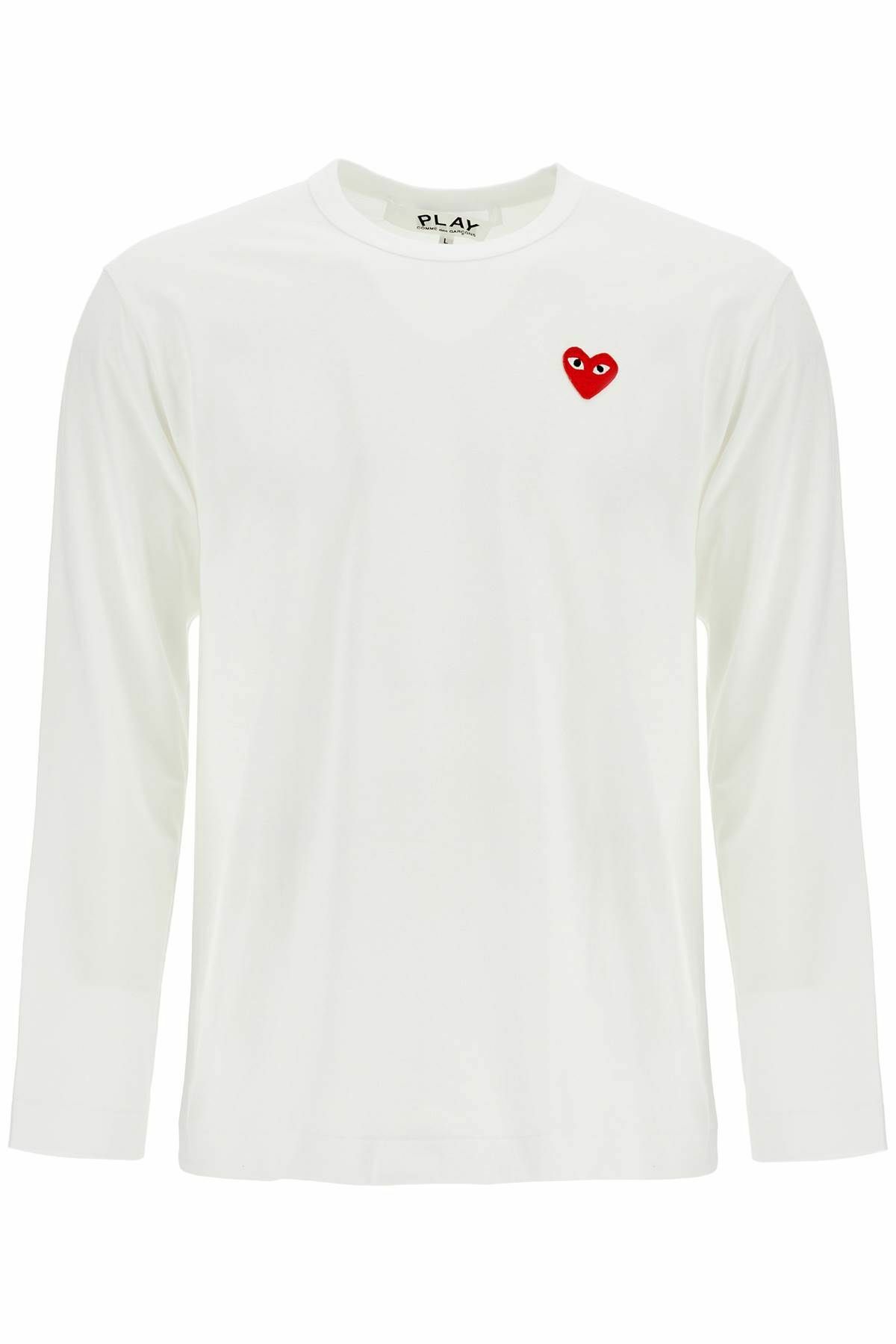 COMME DES GARCONS PLAY t-shirt unisex in cotone bianco con logo cuore rosso White