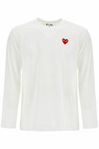 COMME DES GARCONS PLAY t-shirt unisex in cotone bianco con logo cuore rosso White