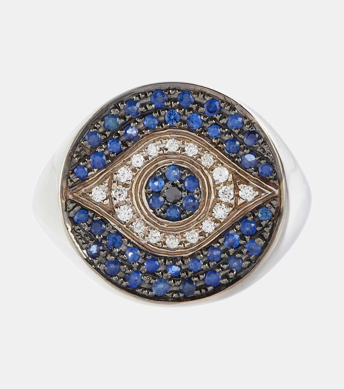 Ileana Makri Dawn Chevalier 18kt gold ring with diamonds and sapphires