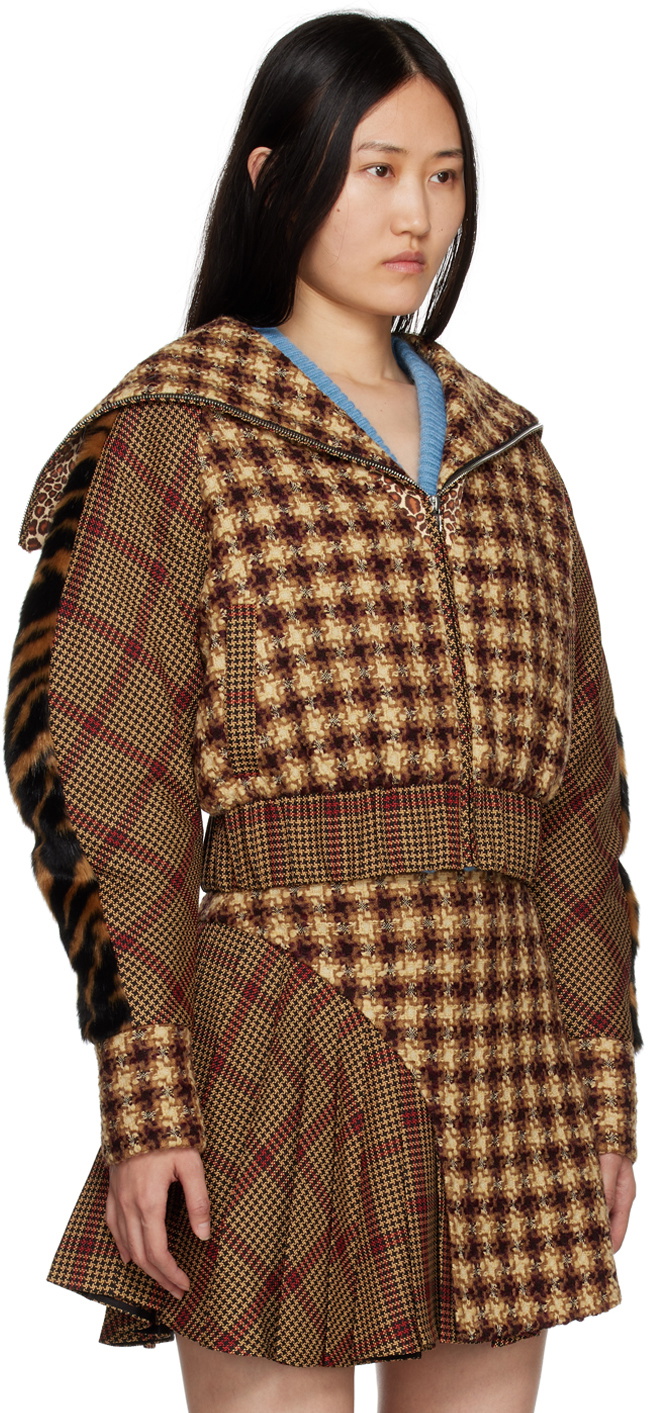 SHUTING QIU Brown Patchwork Jacket