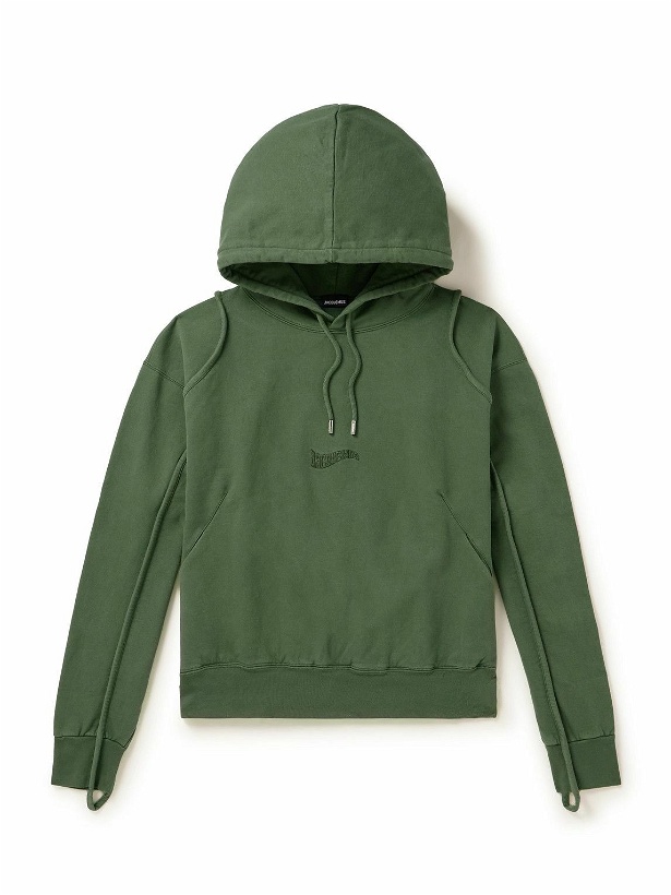 Photo: Jacquemus - Camargue Logo-Embroidered Cotton-Jersey Hoodie - Green