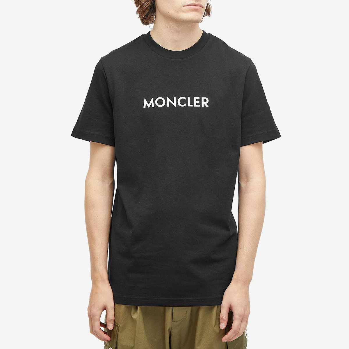 Moncler Men's Text Logo T-Shirt in Black Moncler