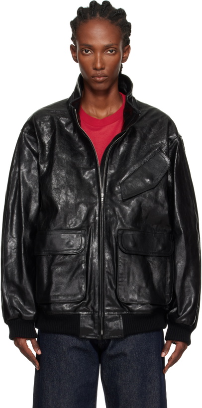 Photo: AURALEE Black Zip Lamb Leather Jacket