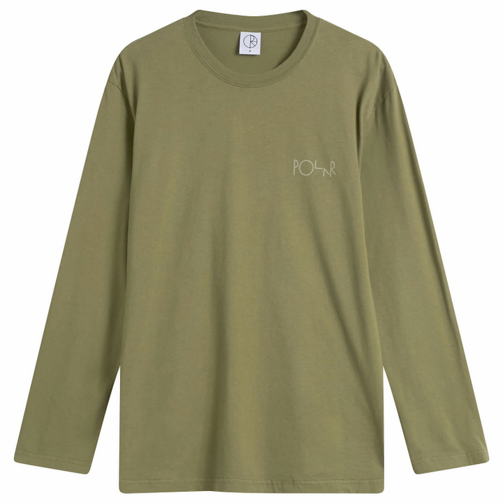 Photo: Polar Skate Co. Men's Stroke Logo Steve Long Sleeve T-Shirt in Army Green