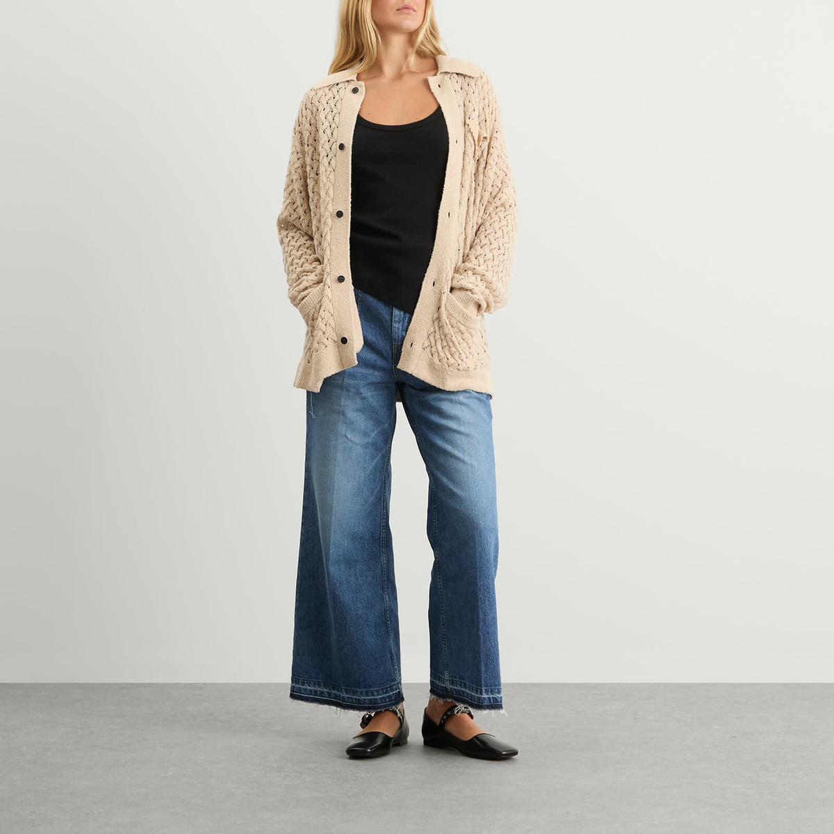 TOGA ARCHIVES Women's Lace Knit Cardigan in Off White