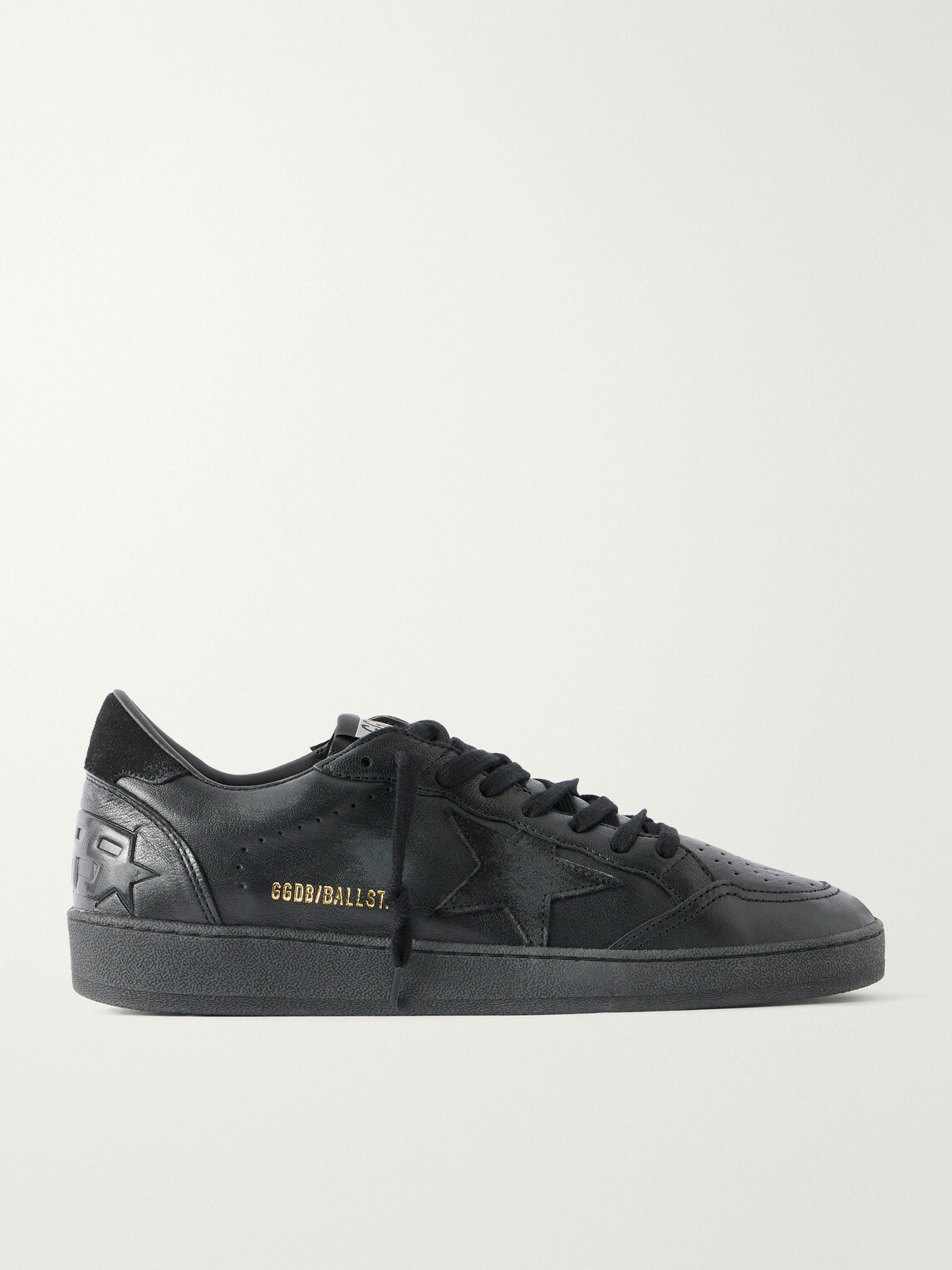 Golden Goose - Ball Star Distressed Suede-Trimmed Leather Sneakers - Black