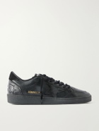 Golden Goose - Ball Star Distressed Suede-Trimmed Leather Sneakers - Black