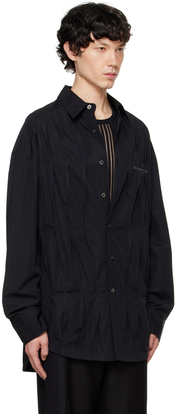 Feng Chen Wang Black Pleated Shirt