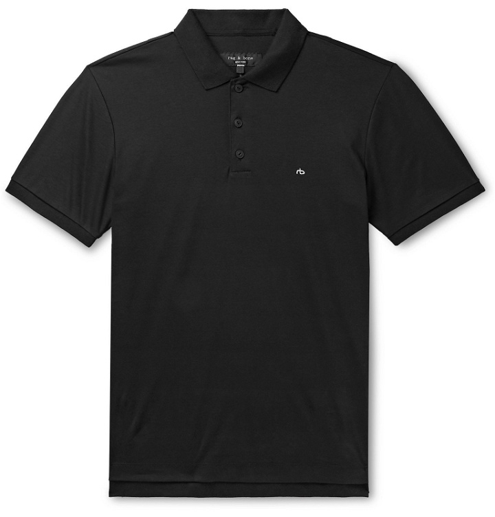Photo: rag & bone - Slim-Fit Logo-Embroidered Cotton-Jersey Polo Shirt - Black