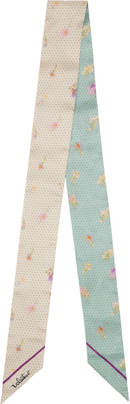 Photo: Valentino Garavani Blue & Beige Silk Bandeau Scarf