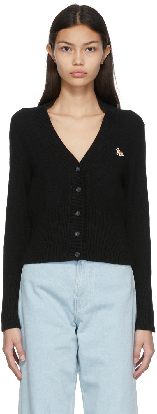 Maison Kitsuné Black Baby Fox Patch Cardigan Maison Kitsune