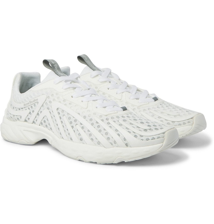 Photo: Acne Studios - Buzz Faux Suede and Rubber-Trimmed Mesh Sneakers - White