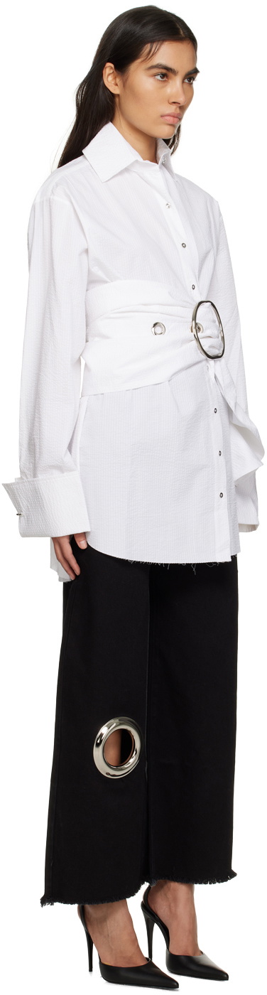 Marques Almeida White Large Buckle Minidress