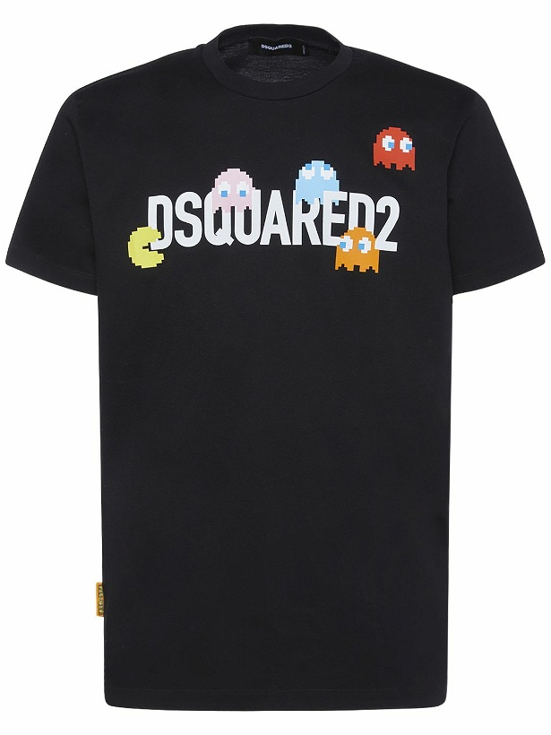 Photo: DSQUARED2 - Pac-man Logo Printed Cotton T-shirt
