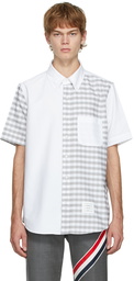 Thom Browne White & Grey Checked Short Sleeve Shirt