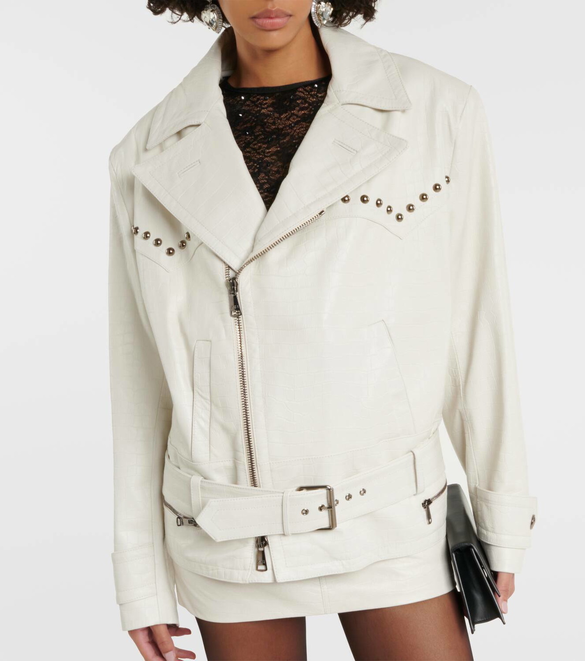 Alessandra Rich Croc-effect leather jacket