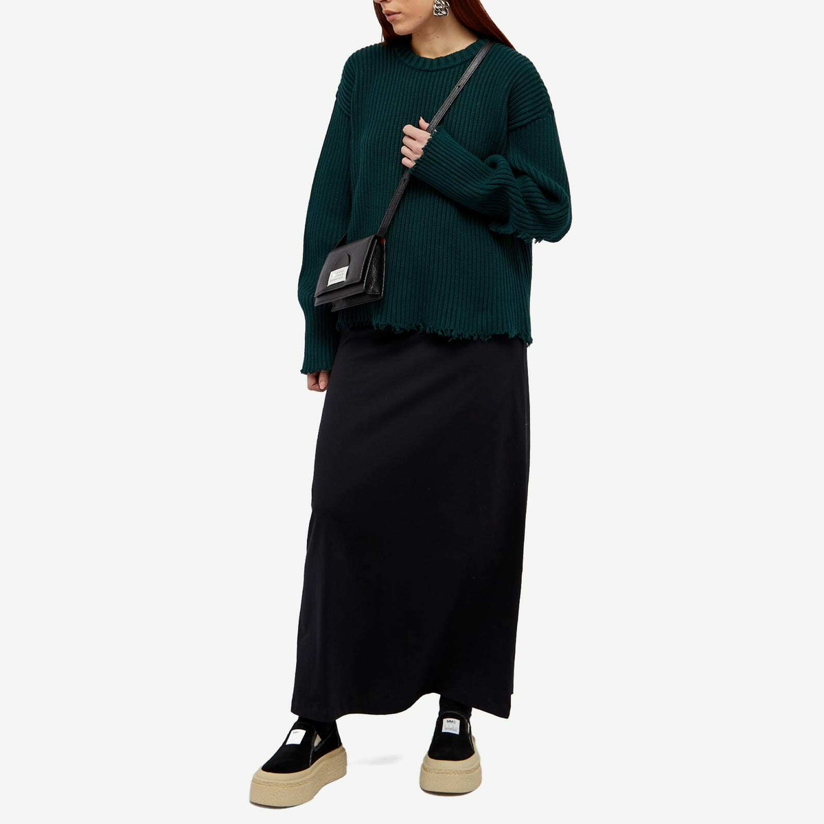 MM6 Maison Margiela Women's Distressed Knit Jumper in Poison