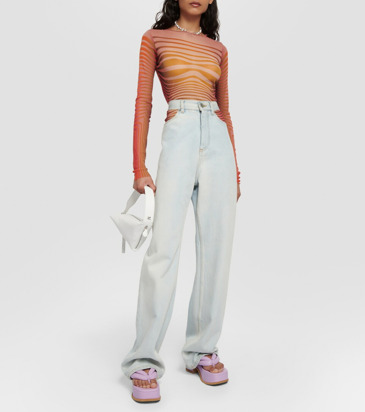 Jean Paul Gaultier Morphing Stripes mesh top