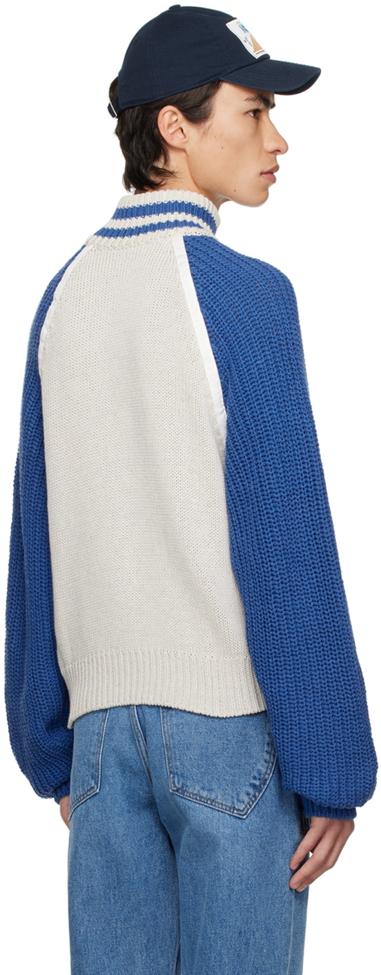 Kijun SSENSE Exclusive Gray & Blue Raglan Cardigan
