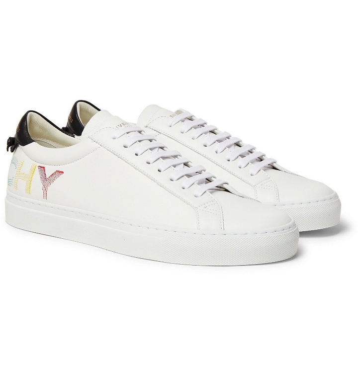 Photo: GIVENCHY - Urban Street Logo-Embroidered Leather Sneakers - White