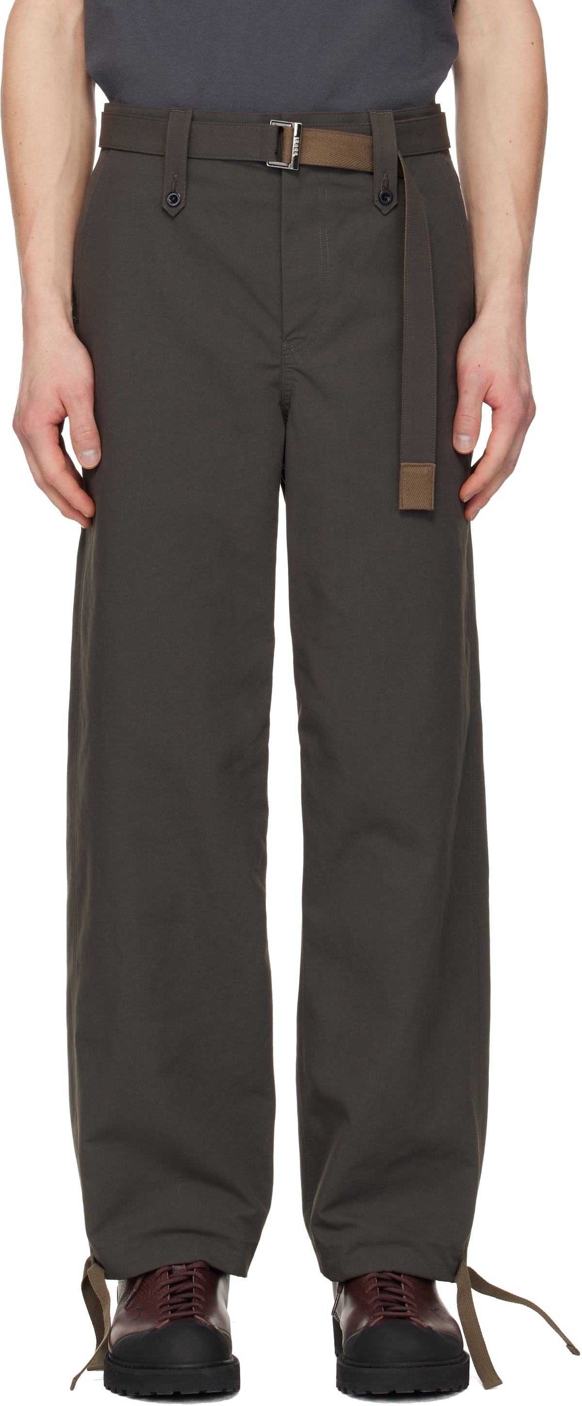 sacai: Khaki Weathercloth Trousers | SSENSE