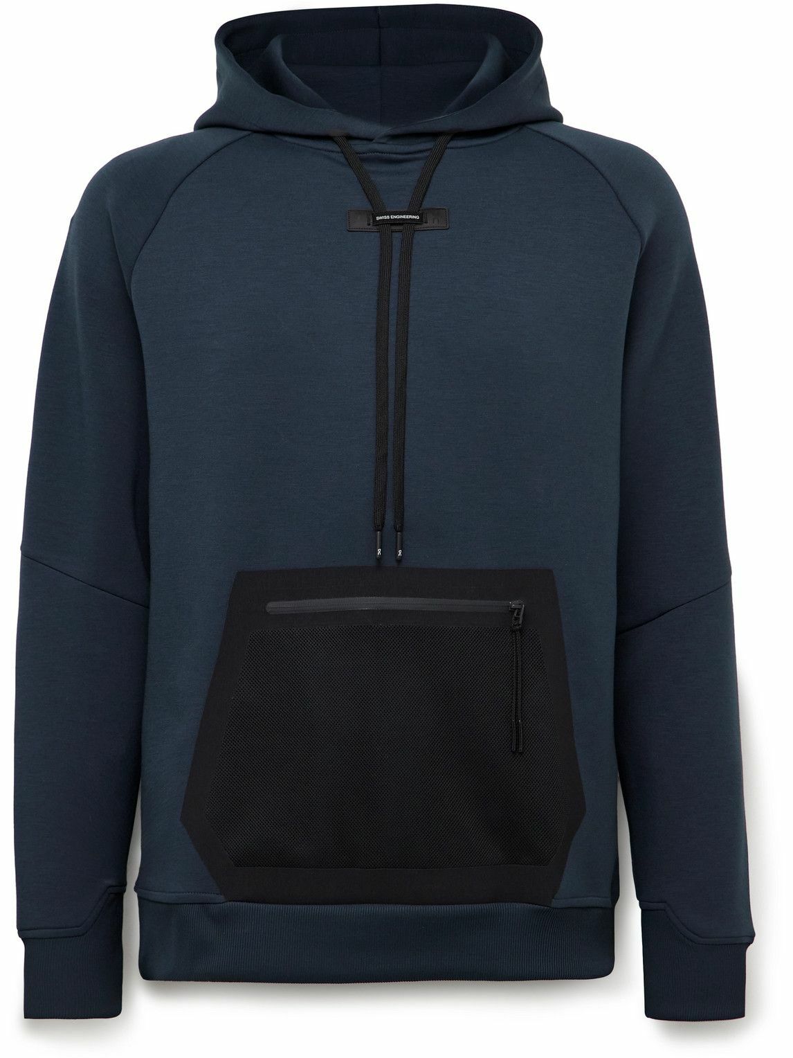ON - Mesh-Panelled Logo-Appliquéd Recycled-Jersey Hoodie - Blue