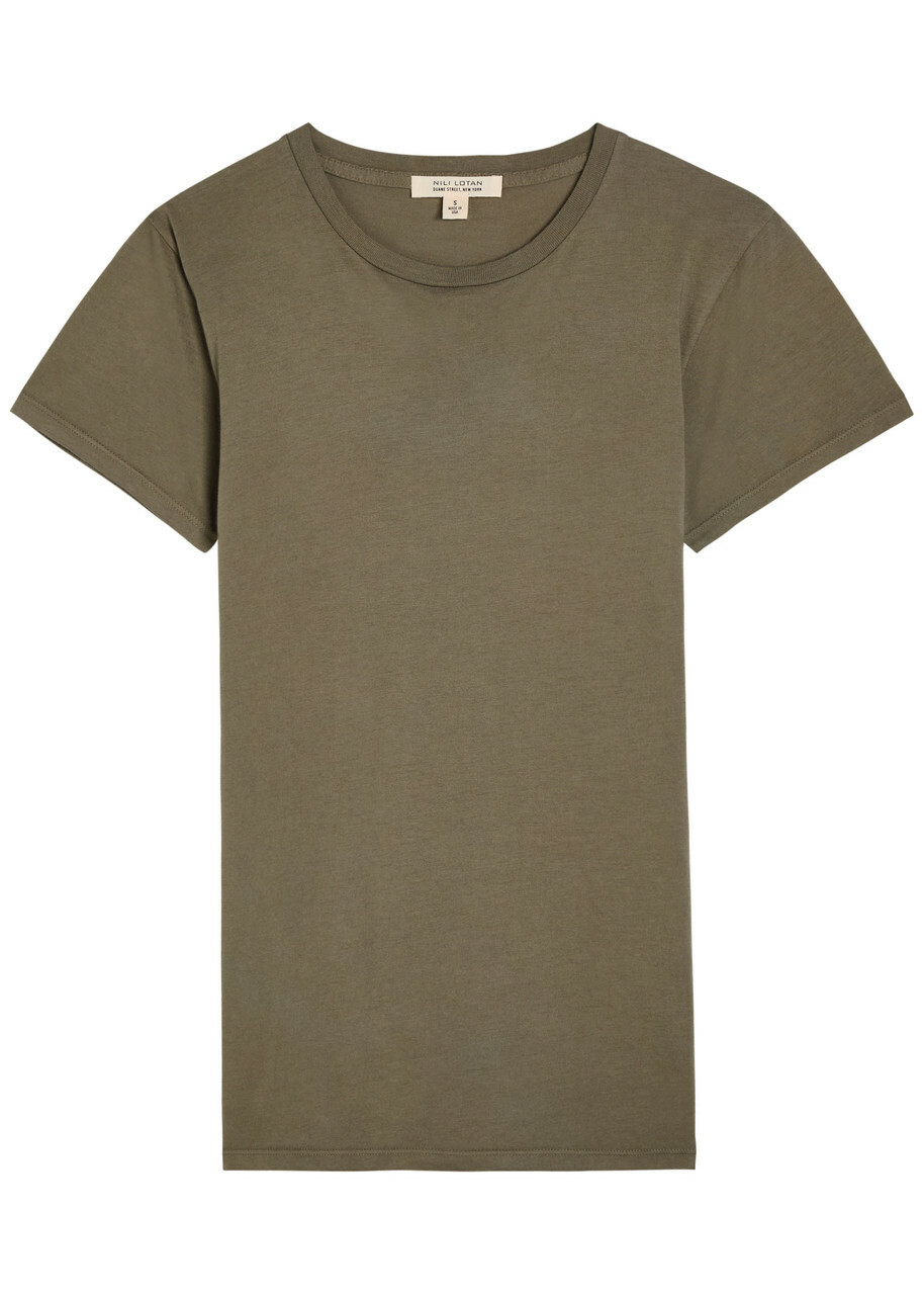 Nili Lotan Lana Crew-neck Cotton T-shirt Grey
