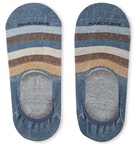 Marcoliani - Invisible Touch Striped Stretch Linen-Blend No-Show Socks - Blue