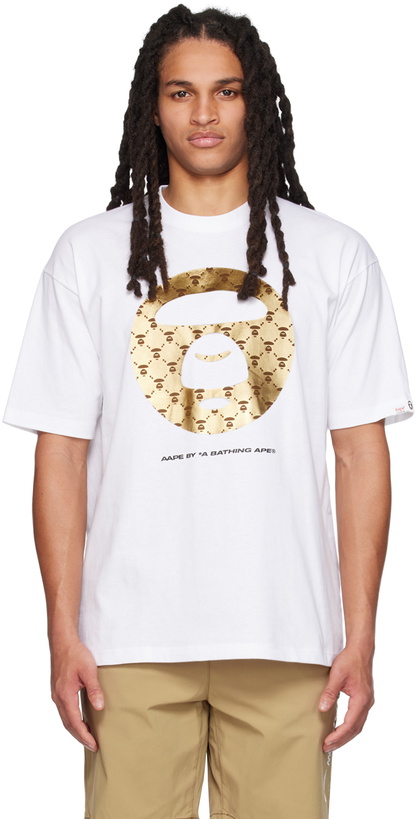 Photo: AAPE by A Bathing Ape White Moonface Patterned T-Shirt