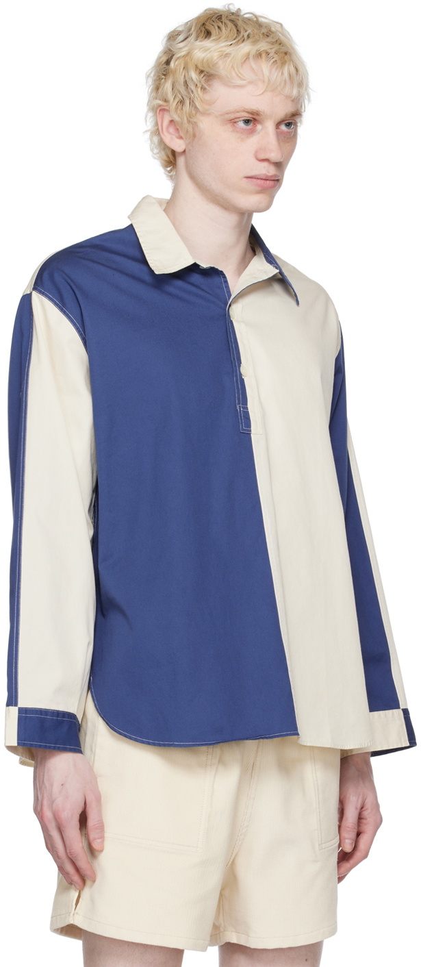 Haulier Blue & Off-White Athletic Polo