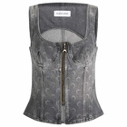 Marine Serre Women's Moon Laser Denim Bustier Top in Dark Grey