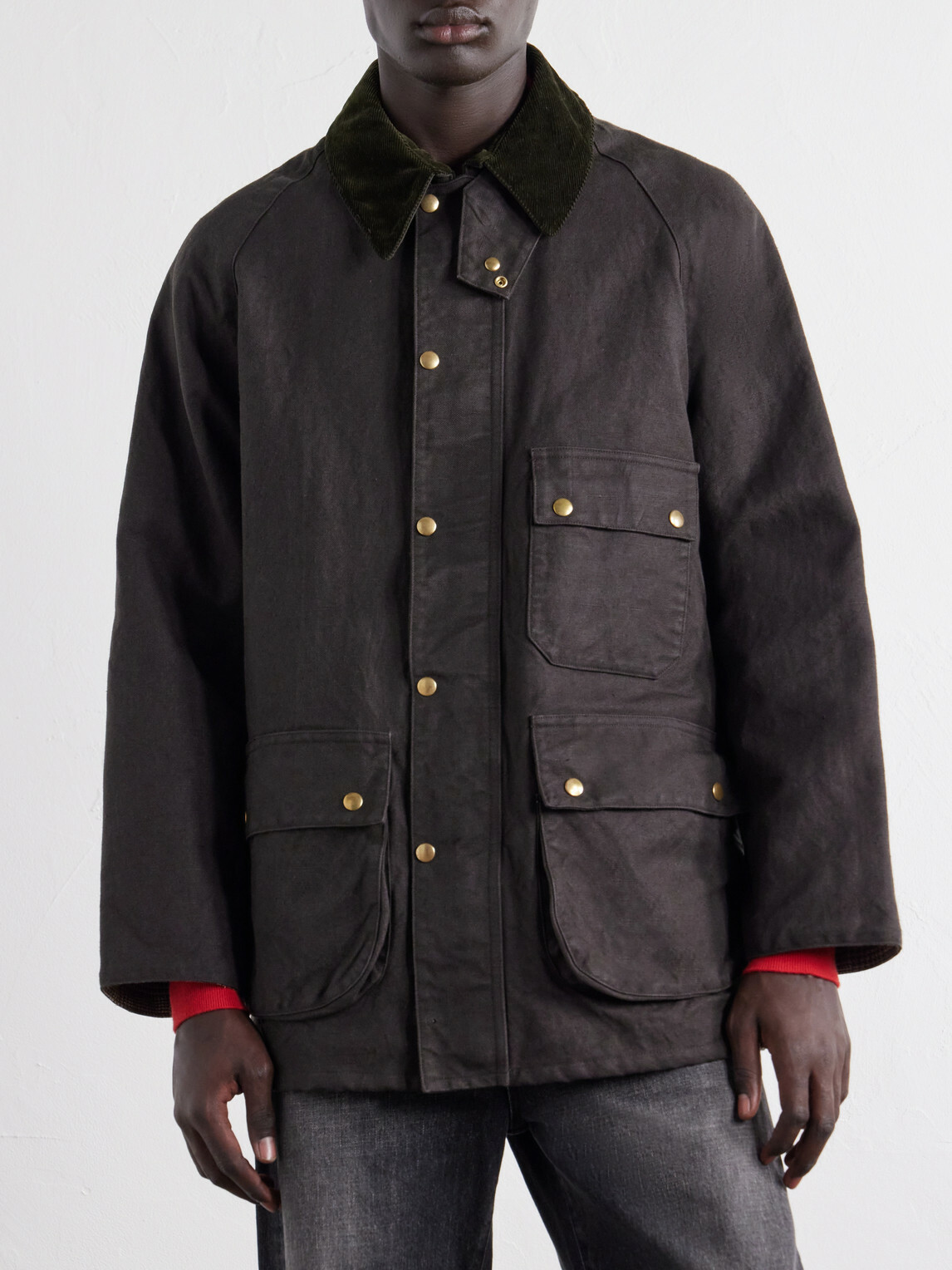 A.PRESSE - Corduroy-Trimmed Cotton-Blend Jacket - Green