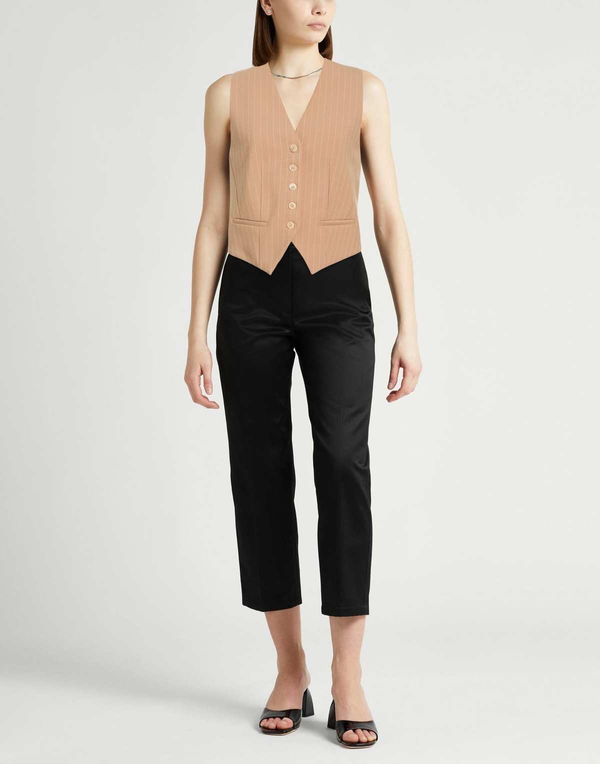 Semicouture Womens Tailored Vest Camel