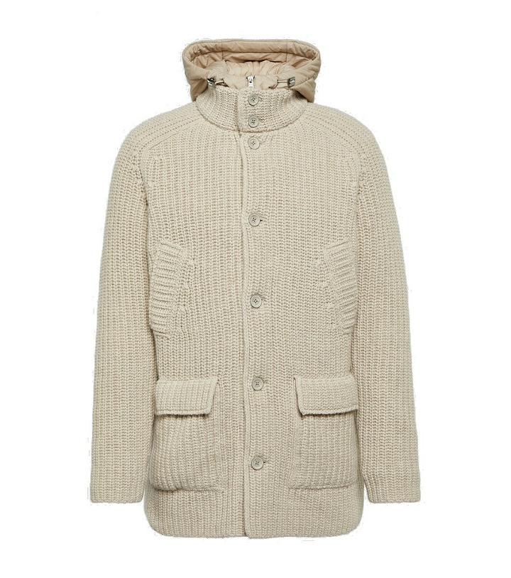 Photo: Herno Hooded cable-knit wool jacket