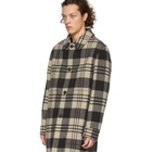 AMI Alexandre Mattiussi White and Black Tartan Car Coat