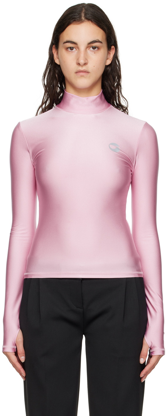 Coperni Pink High Neck Long Sleeve T-Shirt Coperni