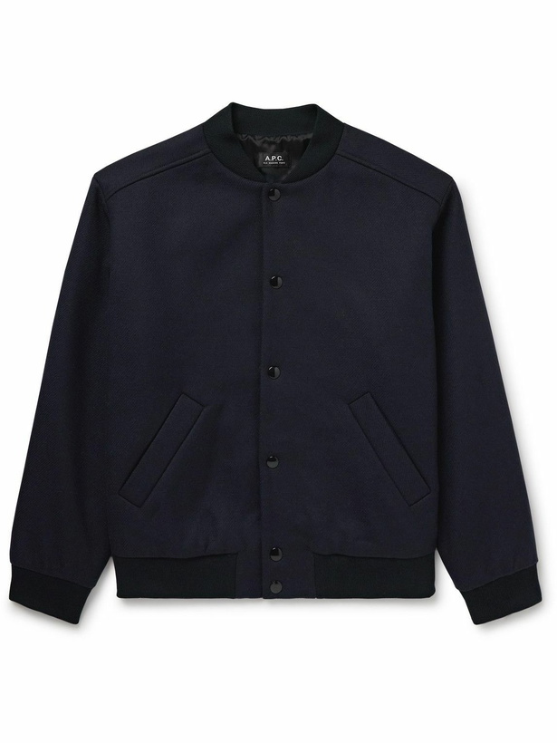 Photo: A.P.C. - Micky Virgin Wool-Blend Twill Bomber Jacket - Blue