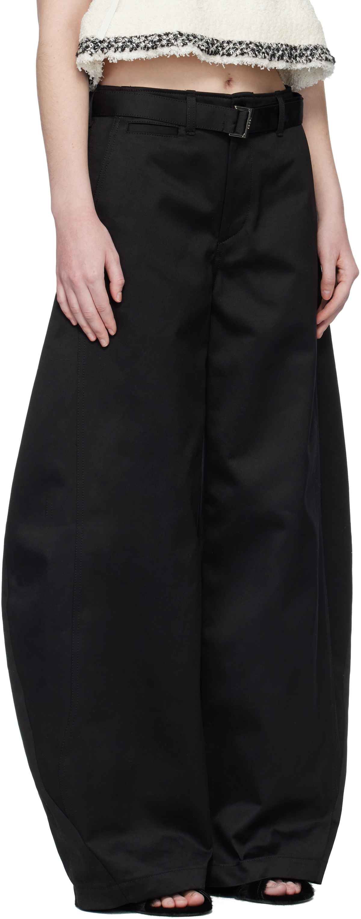 sacai Black Cotton Chino Trousers