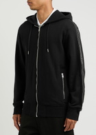 Alexander Mcqueen Taping Logo Hooded Cotton Sweatshirt Black