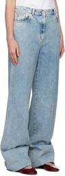 Lanvin Blue Wide-Leg Cuffed Jeans