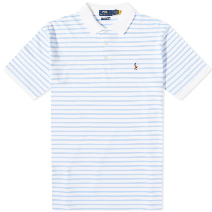 Photo: Polo Ralph Lauren Men's Stripe Polo Shirt in White/Austin Blue