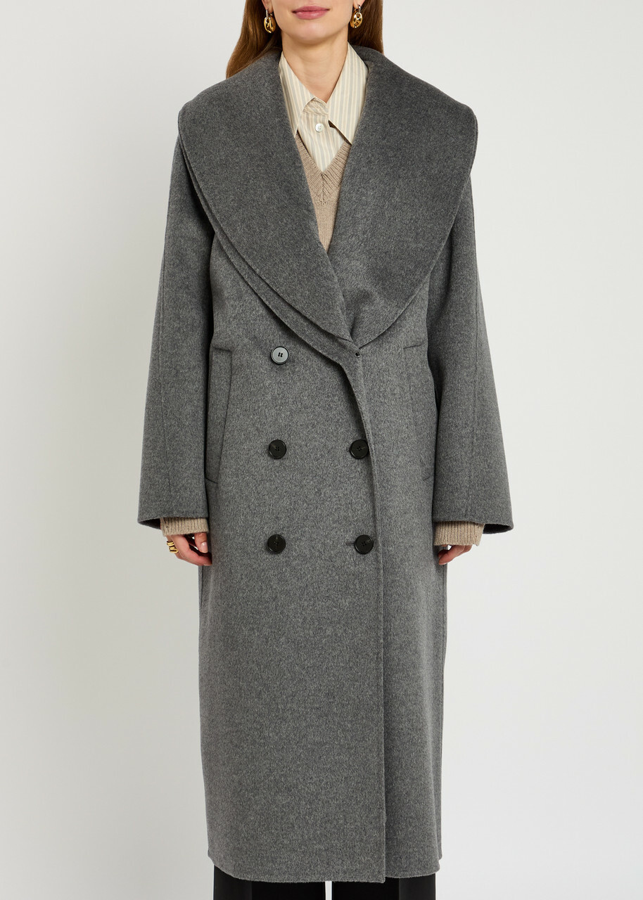 Rohe Scarf-effect Wool and Cashmere-blend Coat Grey