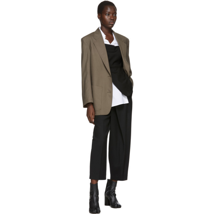 Enfold Black Wool Overlap Trousers