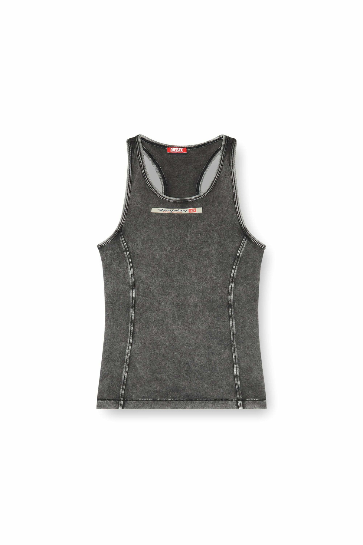 Diesel Cotton tank top with treated effect - Tops Womens in Grey