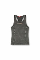 Diesel Cotton tank top with treated effect - Tops Womens in Grey